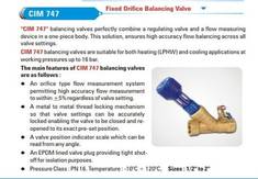 CIM 747 Fixed Orifice Balancing Valve
