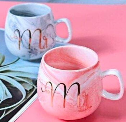 Mr and Mrs Gold Foil Print Mug (2 Pcs Set)